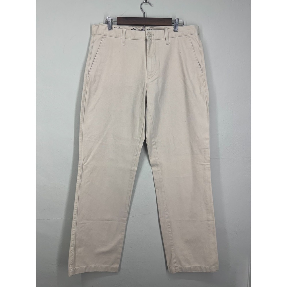 Eddie Bauer Chino Pants Mens 35x34 Beige Flat Front Slash Pocket Formal Career